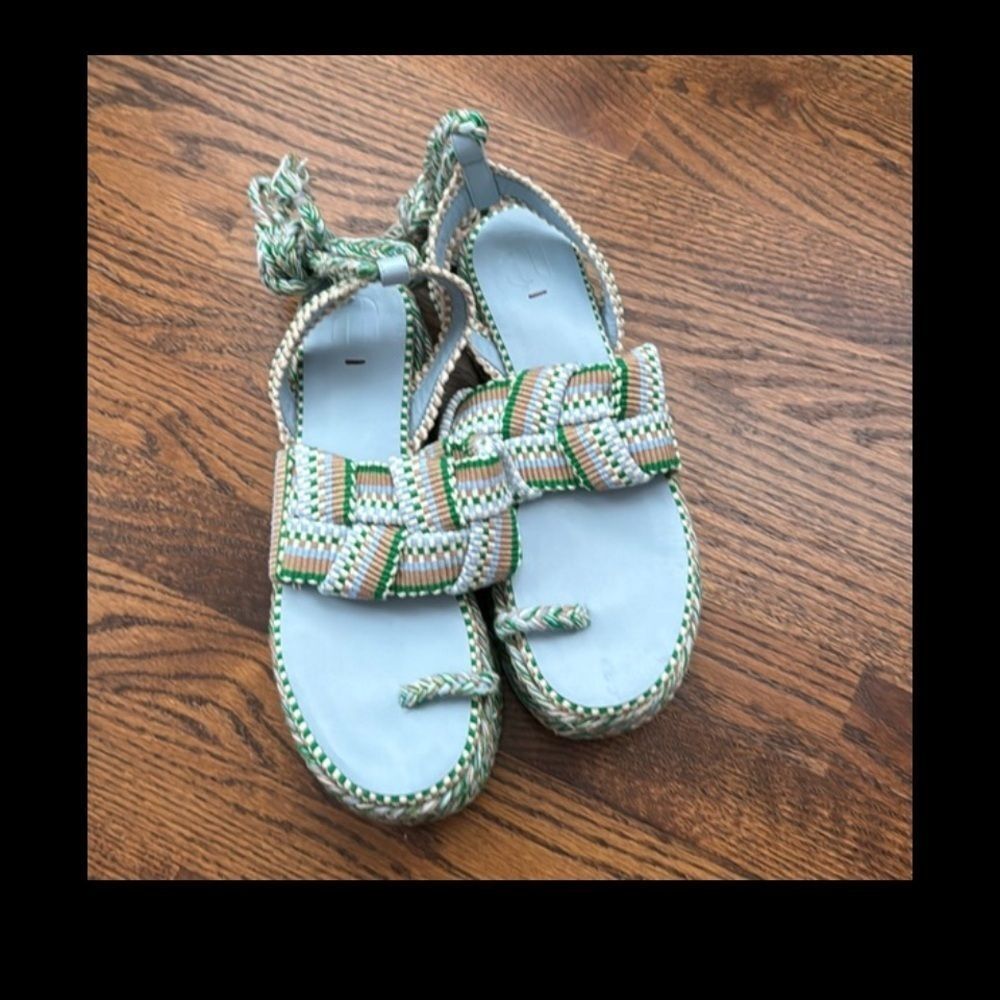 Free People Amambaih Manuela Green Blue Strappy Wedge Sandals - Picture 10 of 10